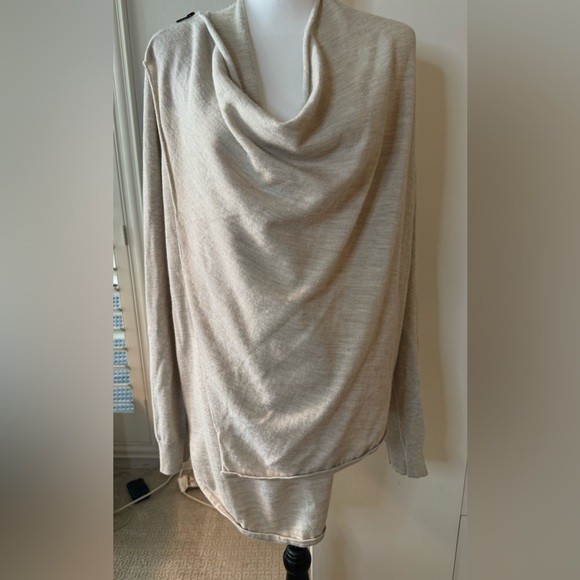 All Saints Drina Kandi Beige Knit Asymmetrical Cardigan Size 10 - Picture 6 of 7